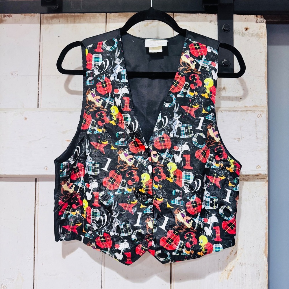 1994 Looney Tunes Unisex One Size Vest Taz Bugs Bunny Tweety ABC's Numbers